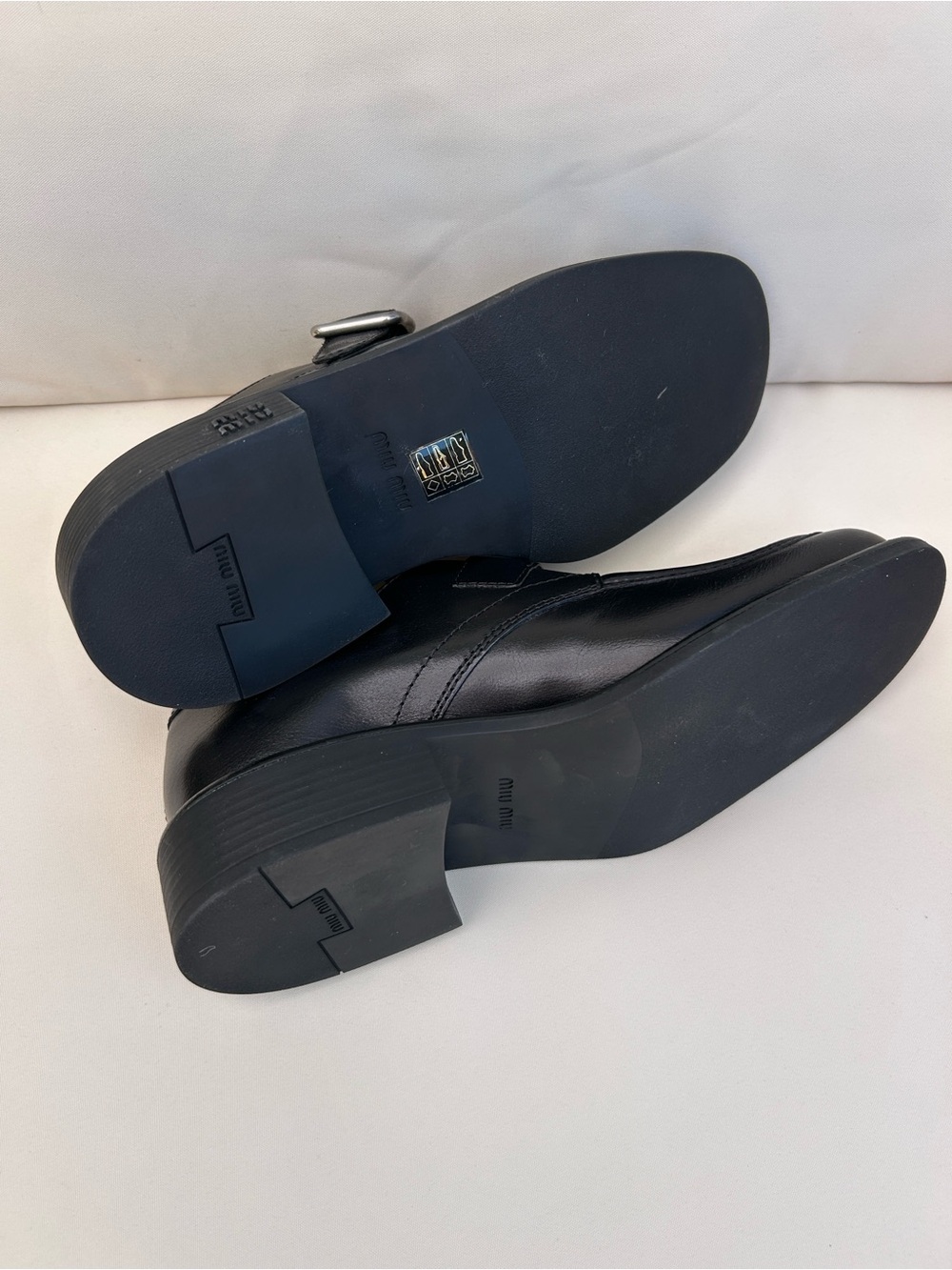 Miu Miu FW23 Black Leather Buckle Monk Loafers - Picture 5 of 5